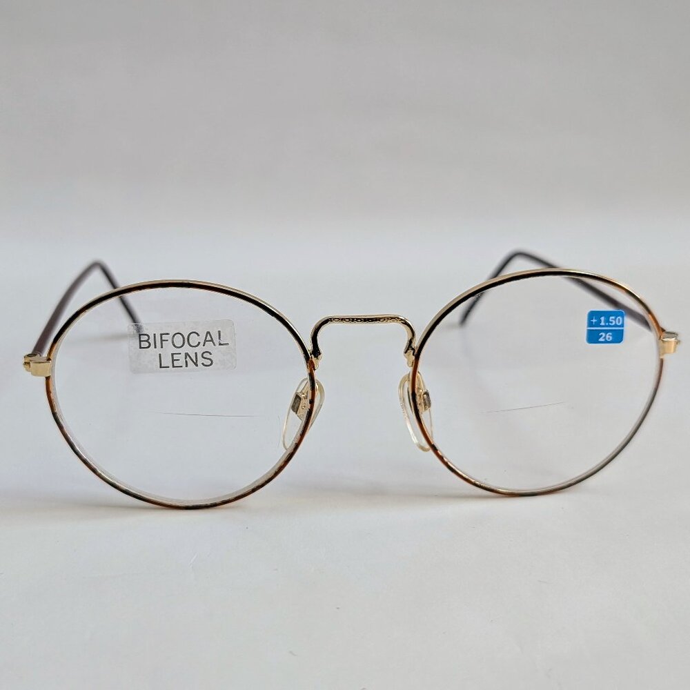 NWT Vintage 90's Round Metal Bi-Focal Reading Glasses (Gold/Tortuga)